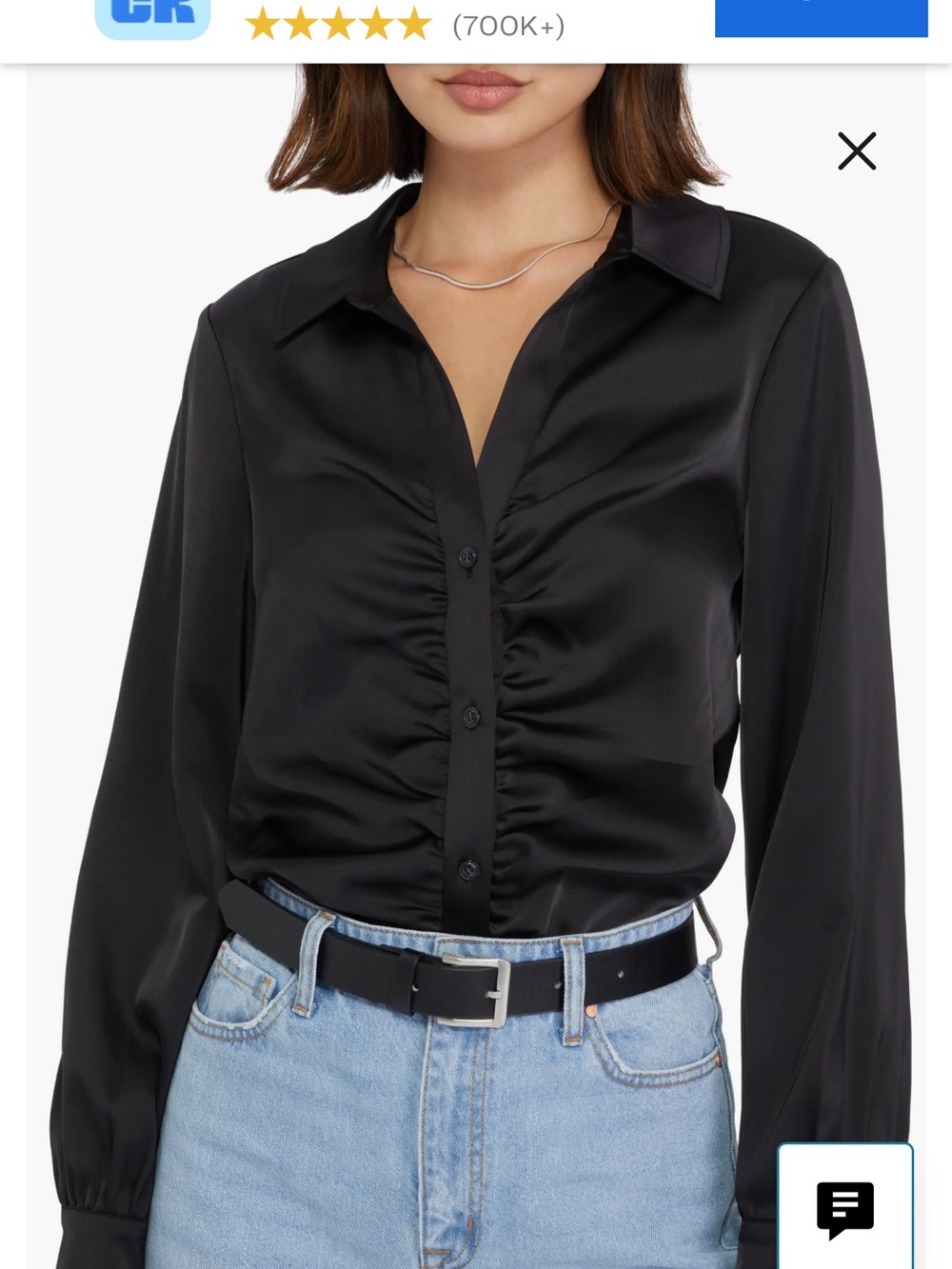 Sanctuary Black Satin Ruched Front Shirt -